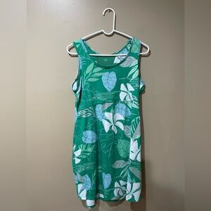 Leafy Green Sleeveless Mini Dress